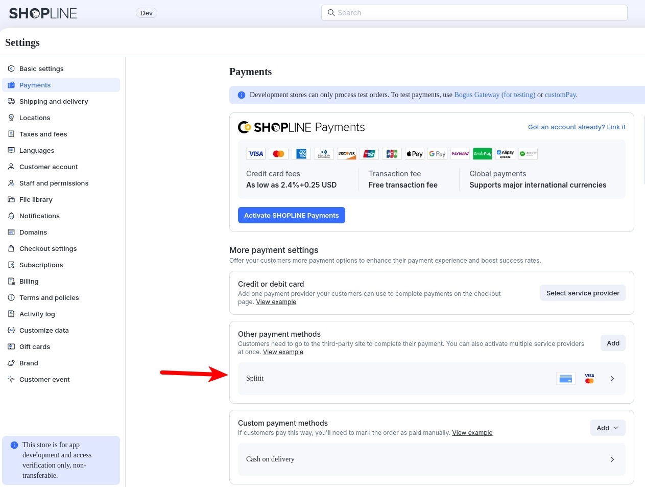 selecting splitit