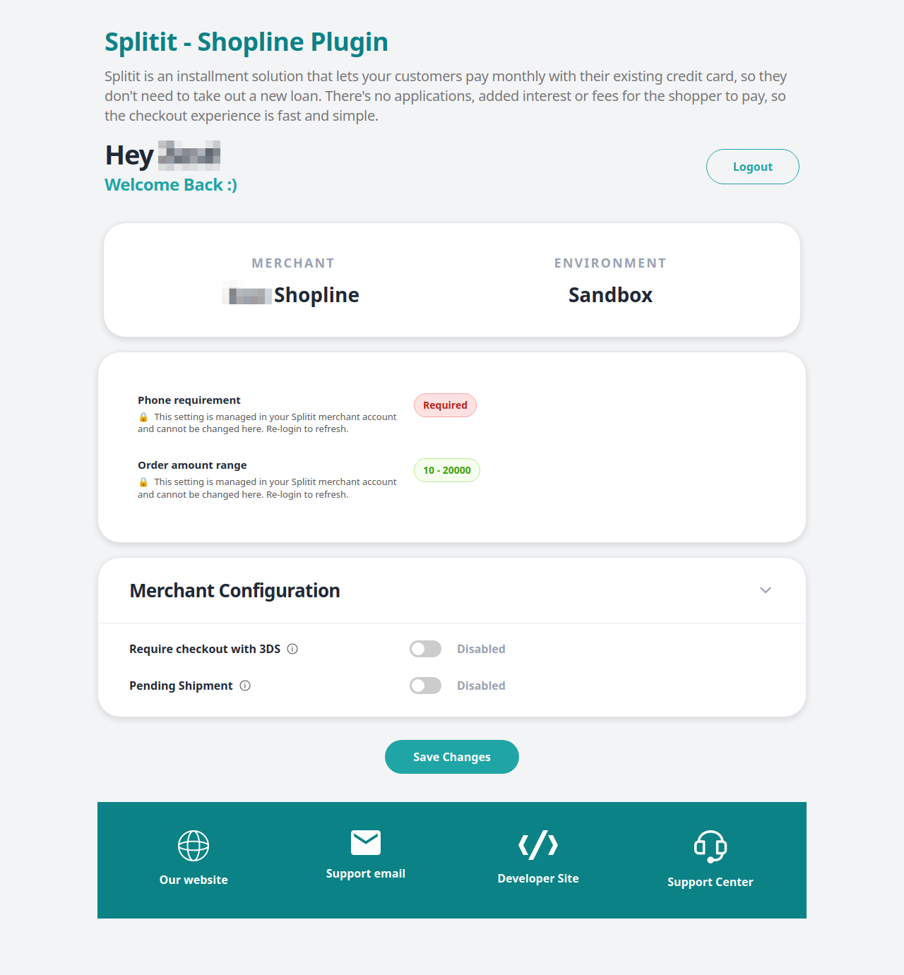 merchant config
