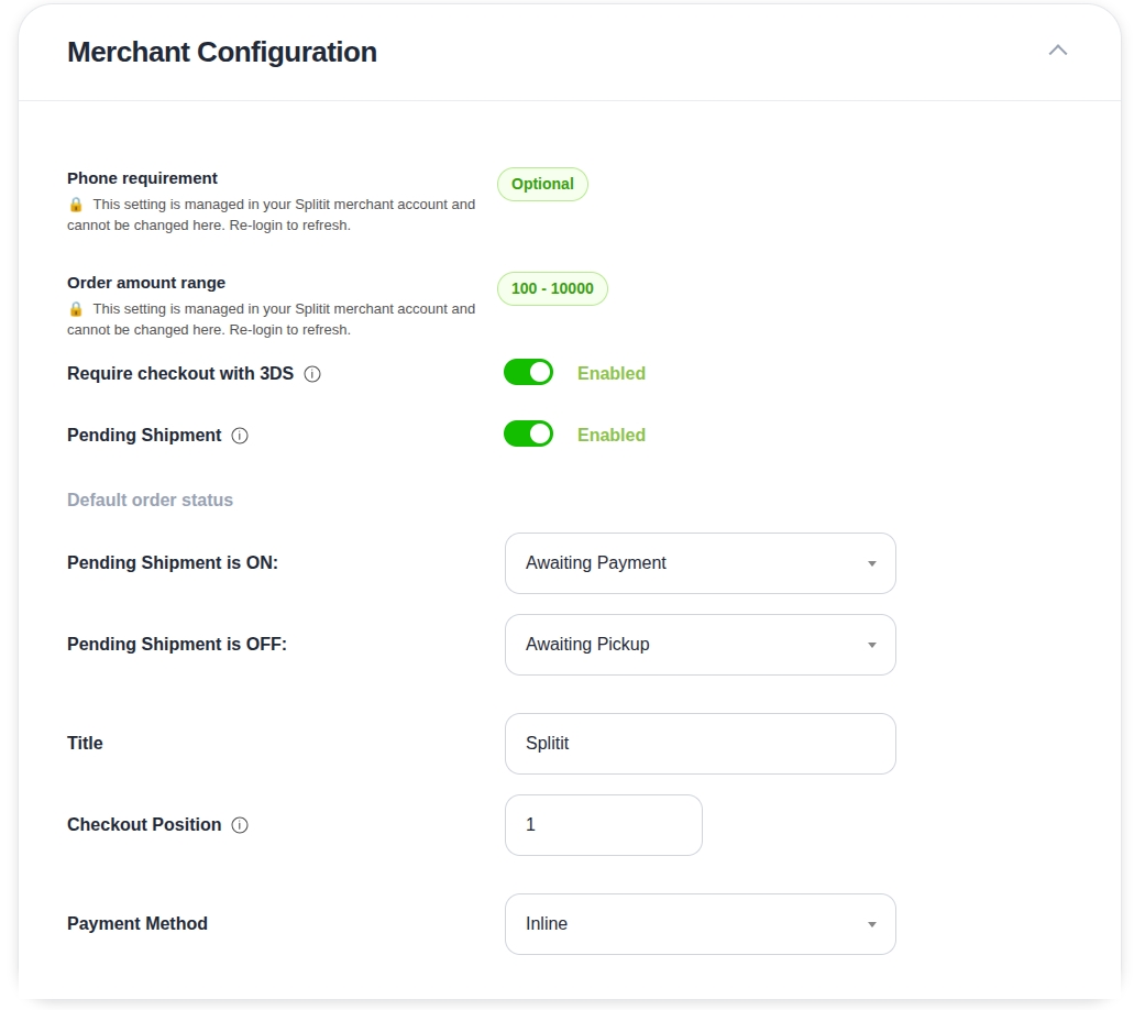 payment method settings