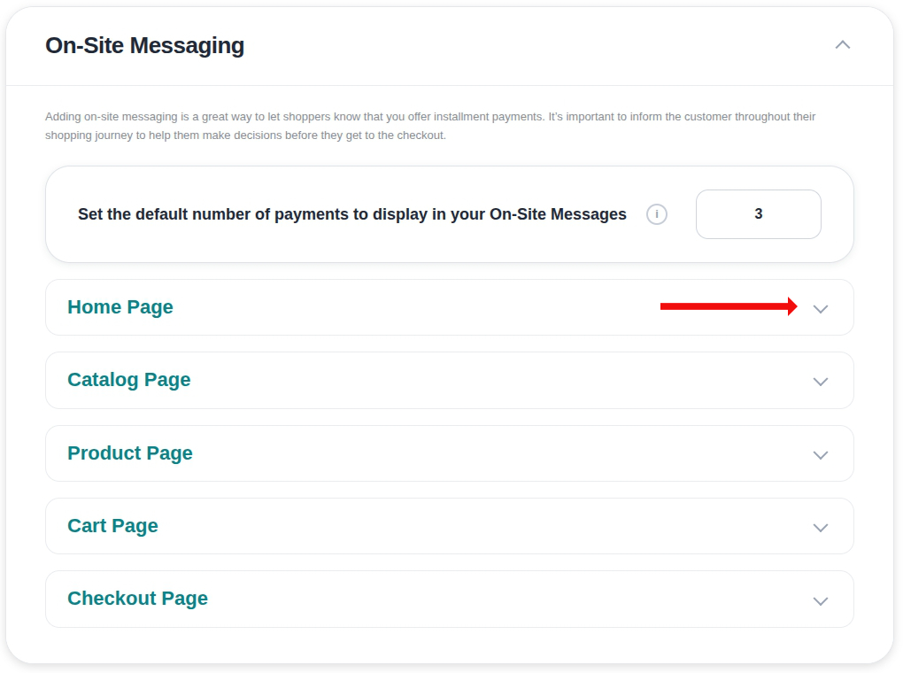 on site messaging configuration