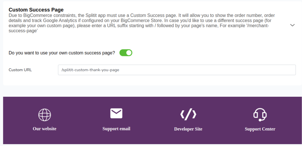 custom success page