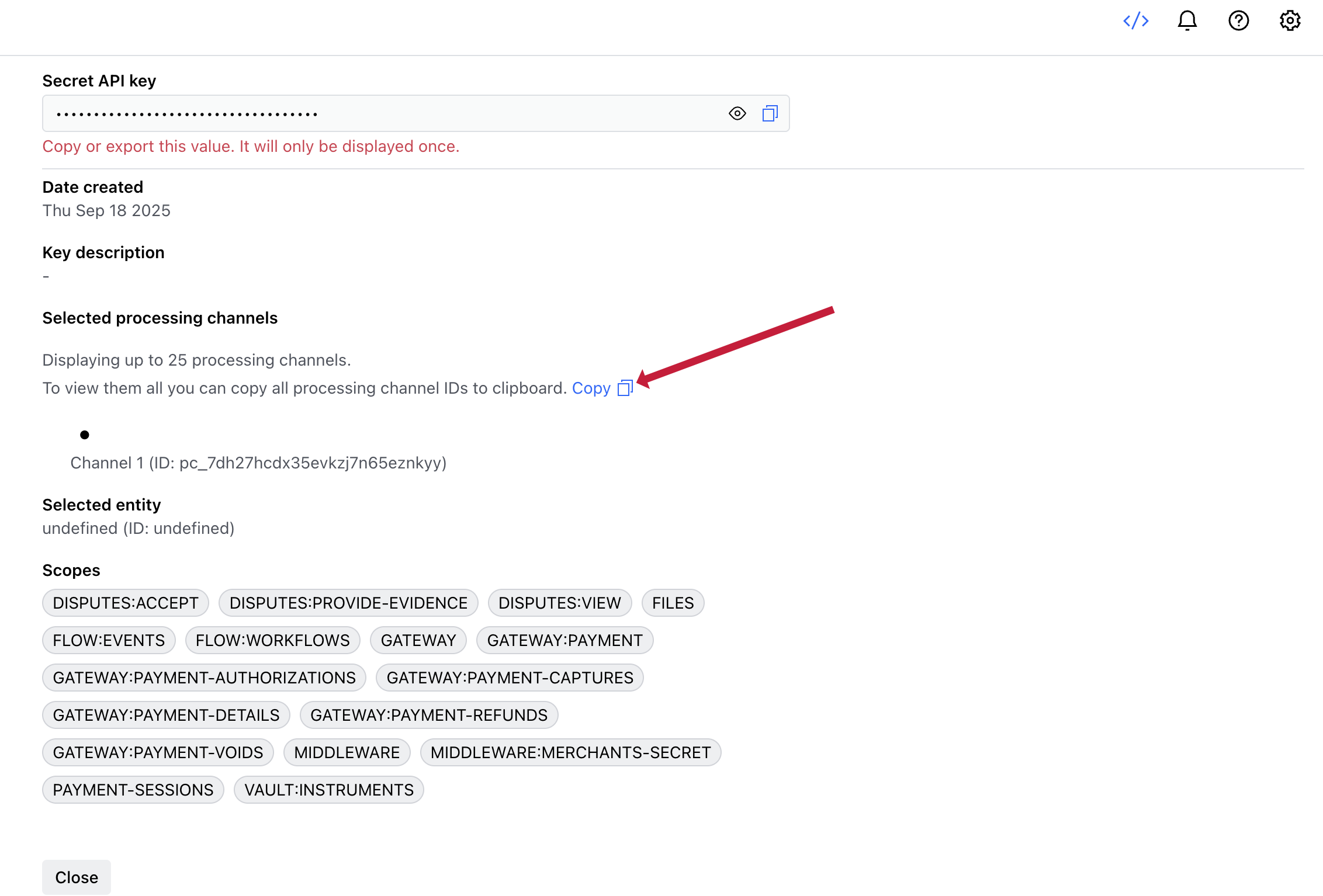 copy processing channel id