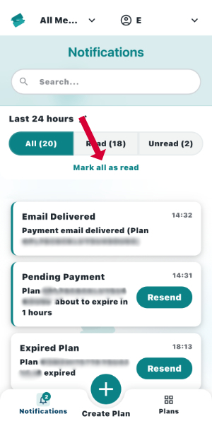 notifications mark all as read