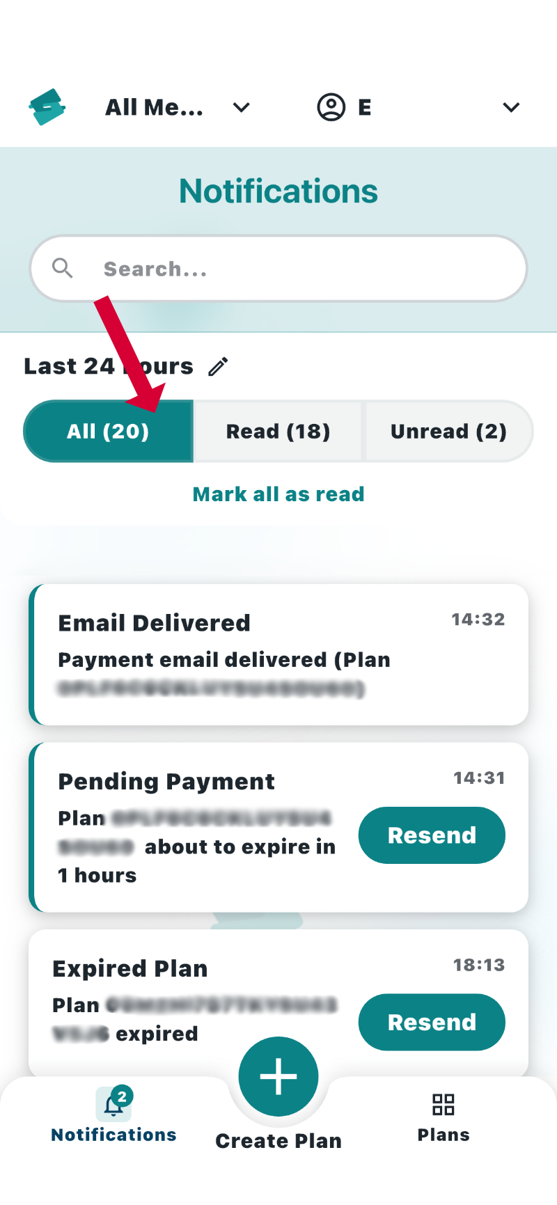 notifications filter