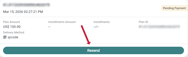 resend button for plan