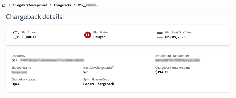 chargeback details submit