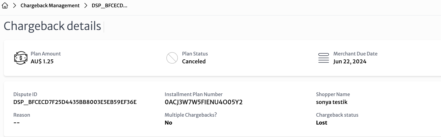 chargeback details submit