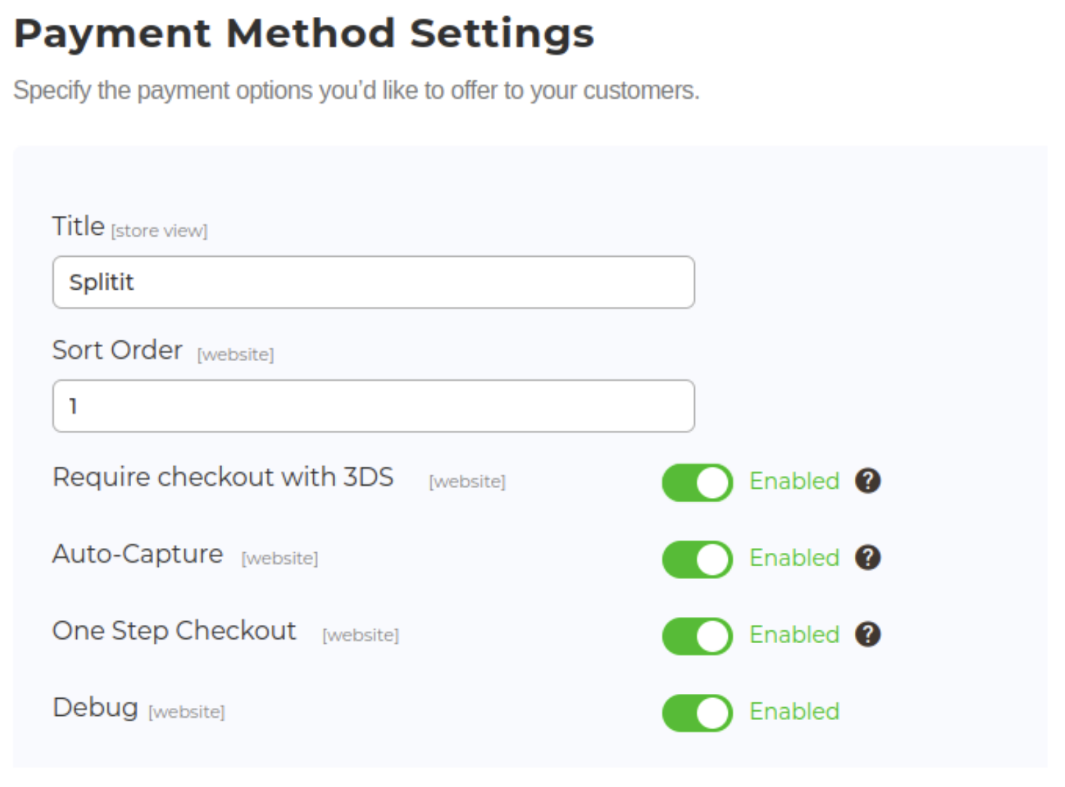 payment method settings