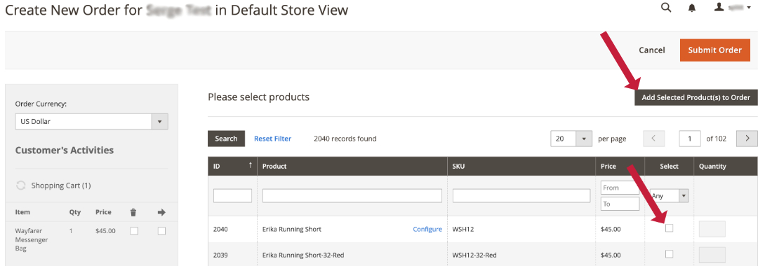 add selected products
