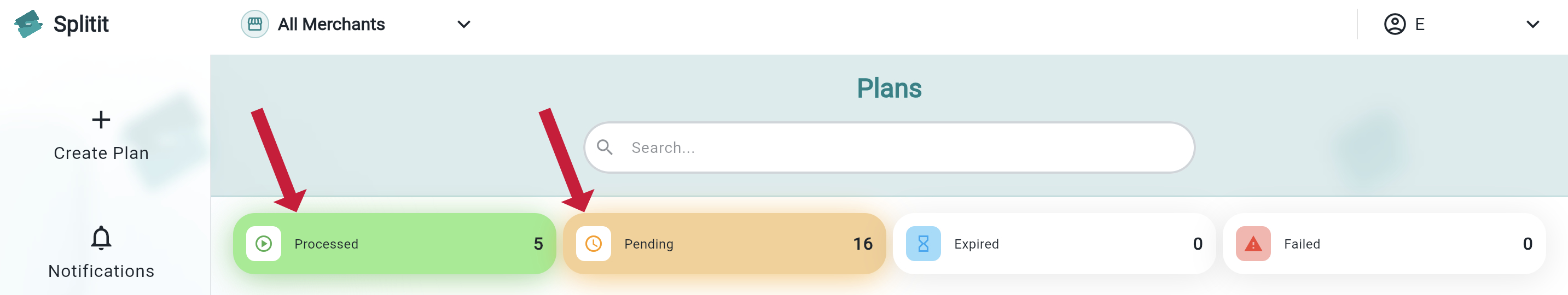 showing only certain categories of plans