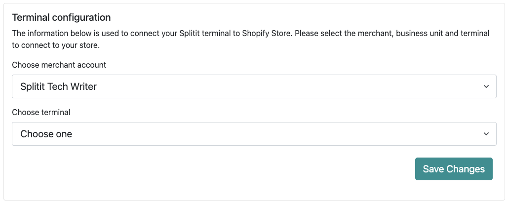 select merchant acct and terminal