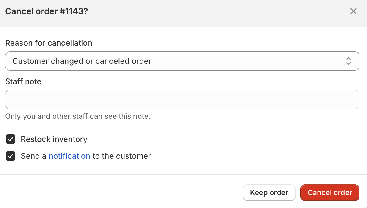 cancel order reason