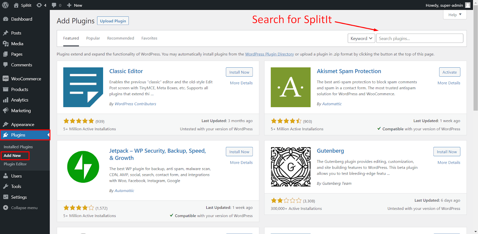 search for splitit