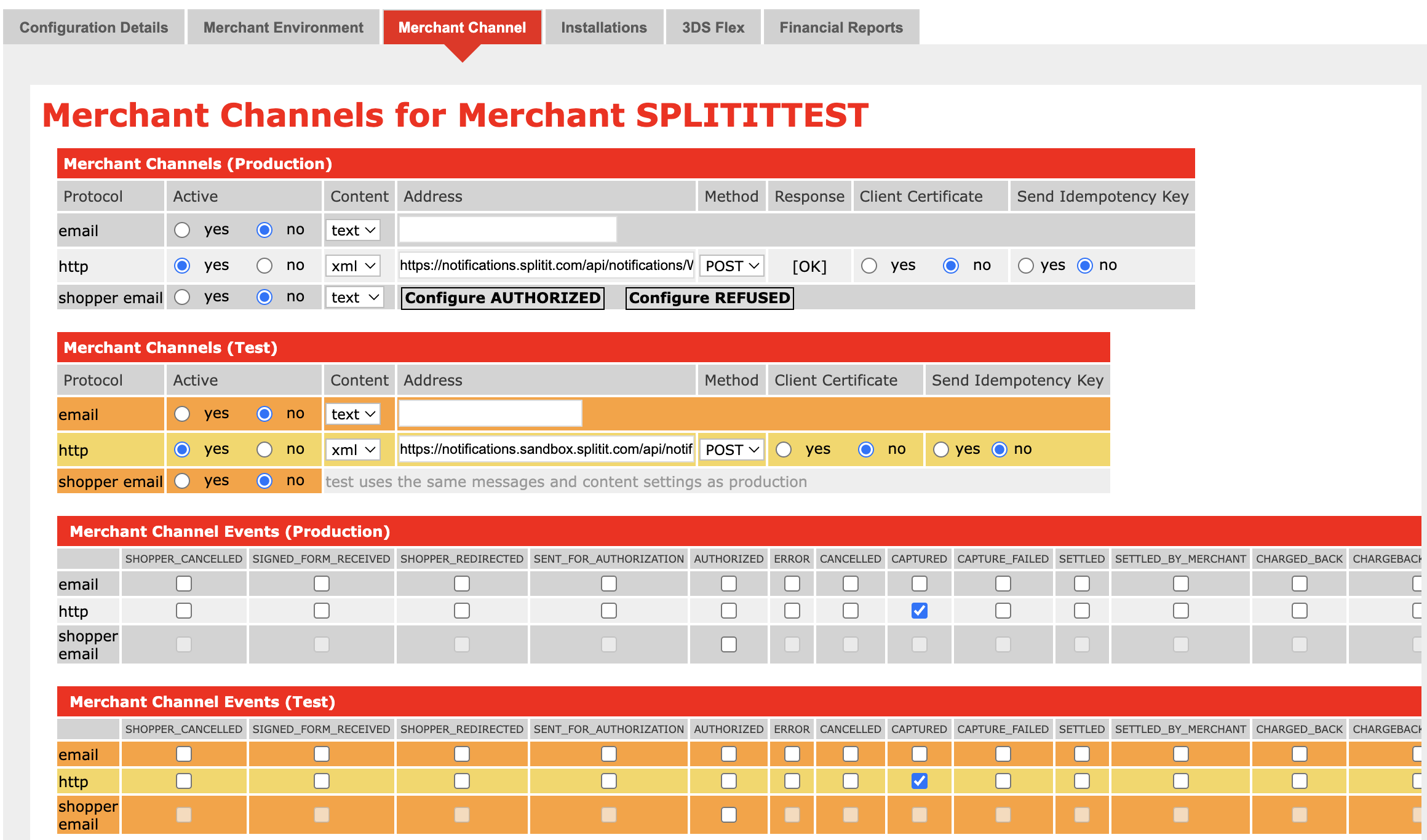 set webhooks